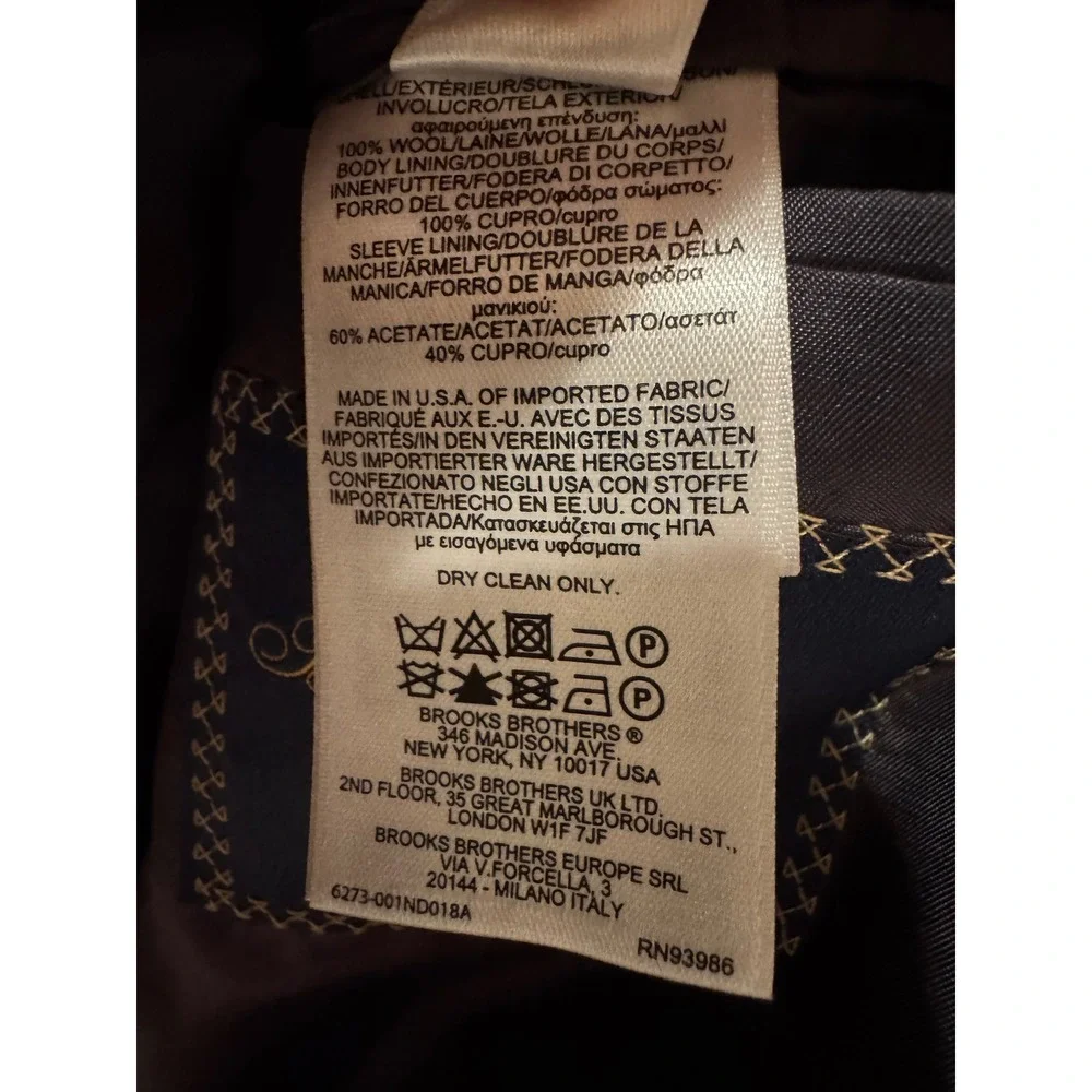 Brooks Brothers 1818 Regent Fit Blazer Charcoal Grey Wool Vitale Barberis 46R‎